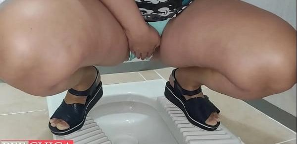  Hot sexy pee panties girl public toilet